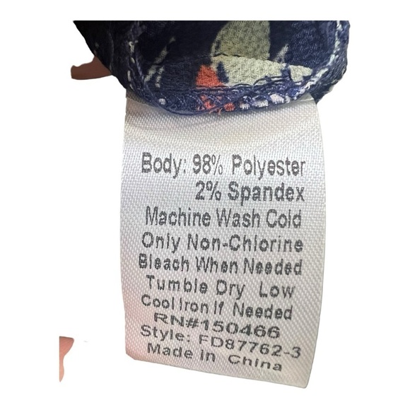 Navy Coral Floral Kenmore Splitneck Popover Blouse by Fun2Fun Stitchfix NWOT - Picture 15 of 16